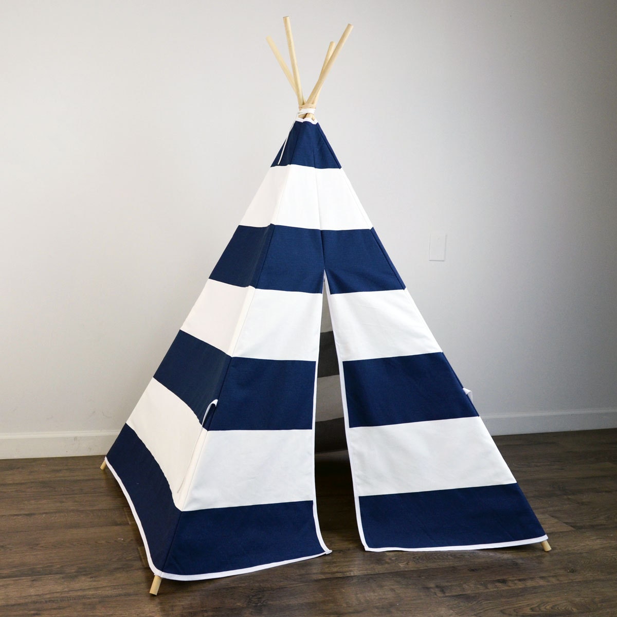 Kids Play Teepee Tent in Navy Blue and White Large Horizontal