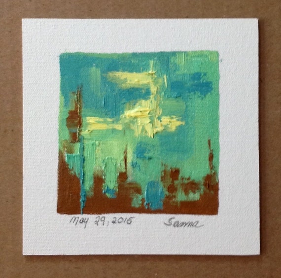Items similar to Original Abstract Oil Painting...4"x4" on Canvas Panel