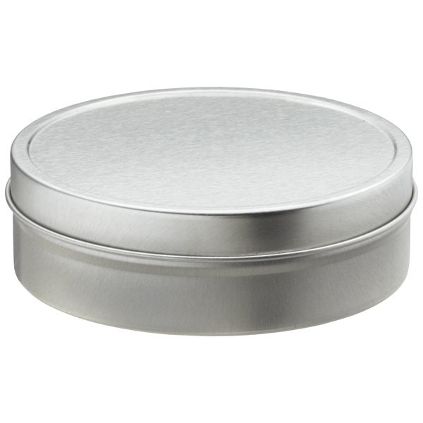 4oz Shallow Round Metal Tins w/ Slip Cover Lids Set of 24