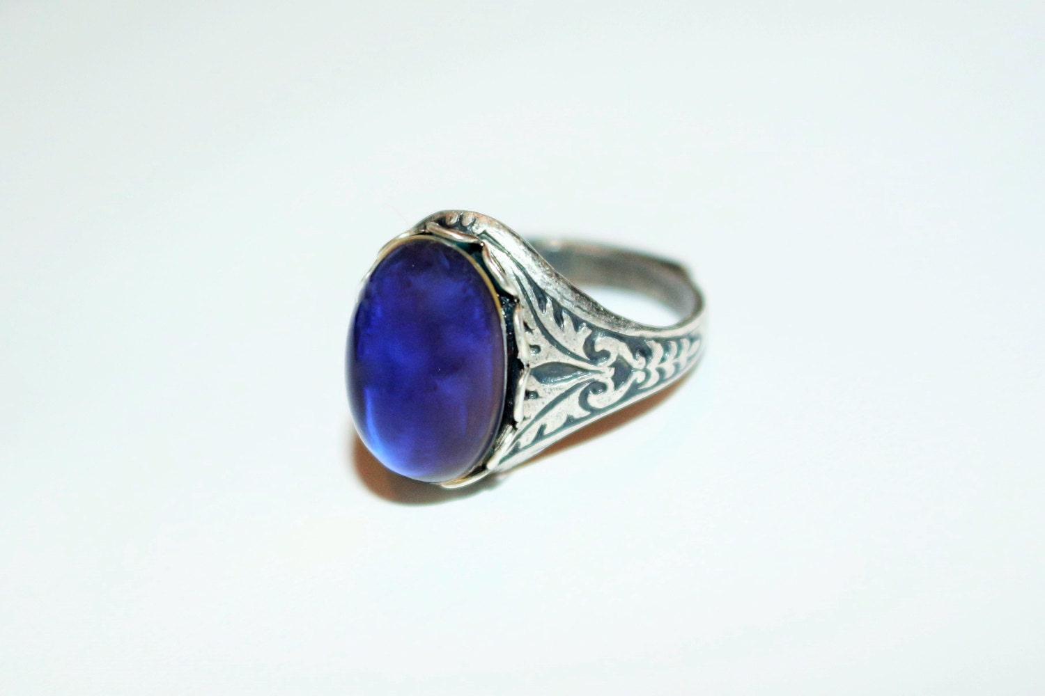 Mood Ring Sterling Silver Plated Antique By Luckysteamworld