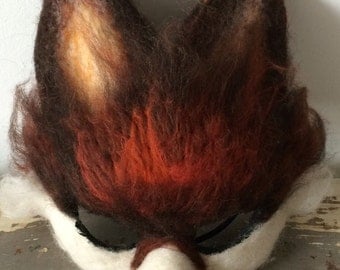 Fox Mask OOAK handmade to order Woodland Art Masks, animal masks, festival headdress, facemask, animal characters, folk art, fox mask