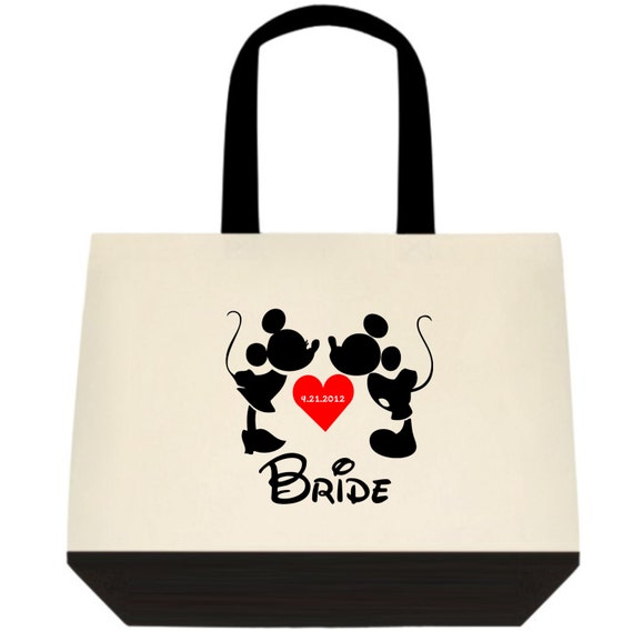 Personalized Disney Bride Tote Bag, Mickey Wedding Tote, Disney ...