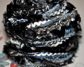 FIBERS, Yarn Fibers, Fringe Yarn, black, blue, white Fibers, Scrapbook fibers, Knitting Yarns, Crotchet Yarn, Scrapbook Fringe Active