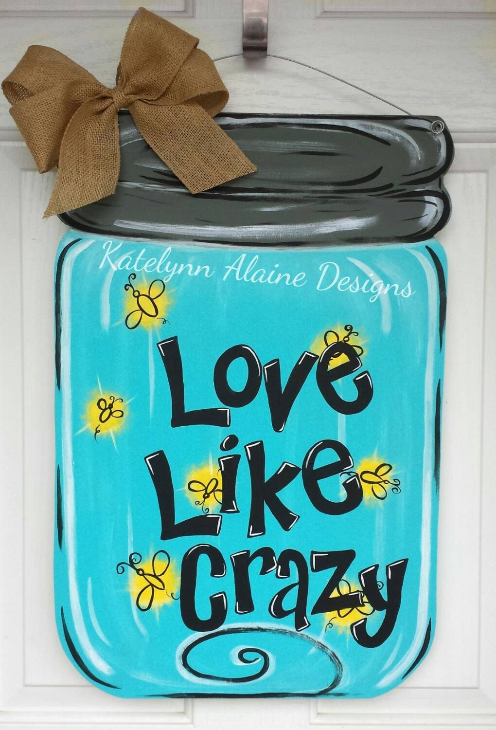 Hand Painted Mason Jar Door Hanger by KatelynnAlaineDesign on Etsy