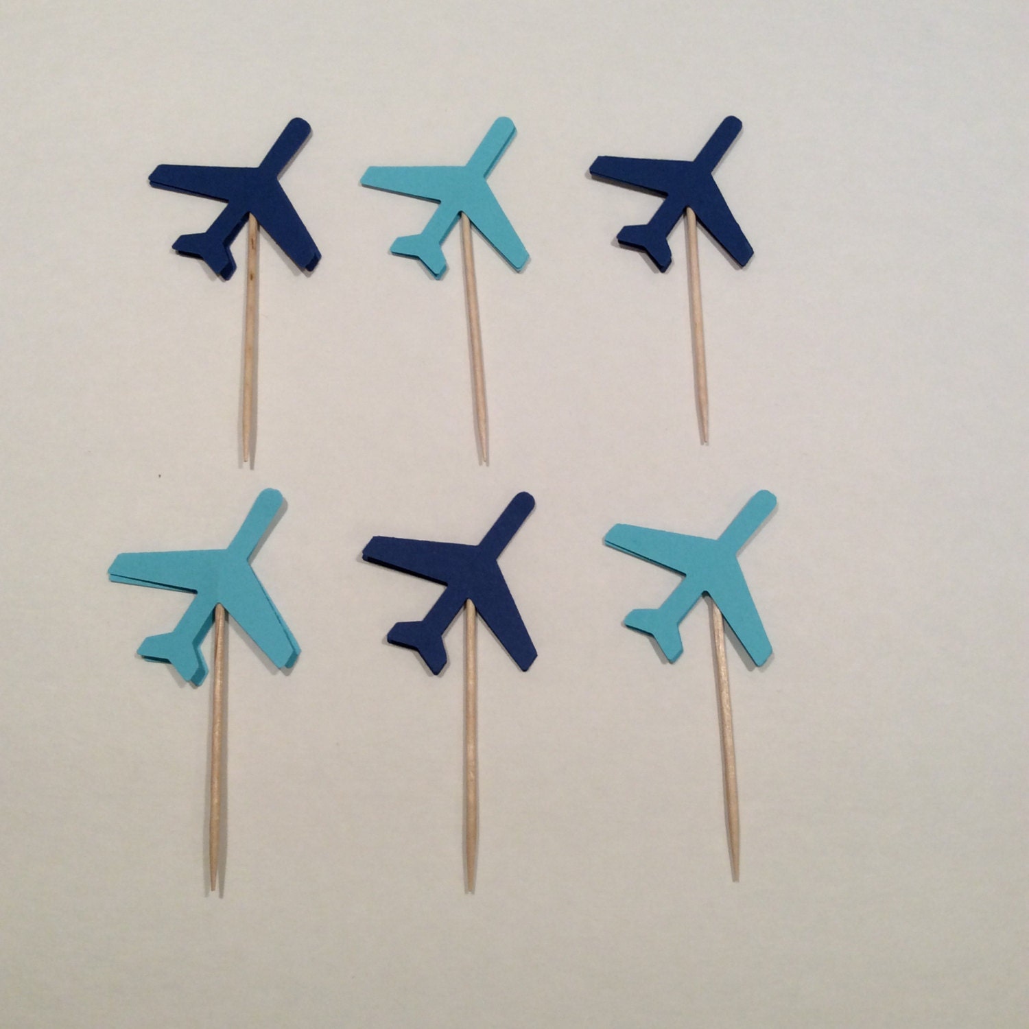 Airplane cupcake toppers. Shades of Blue Airplane Party picks