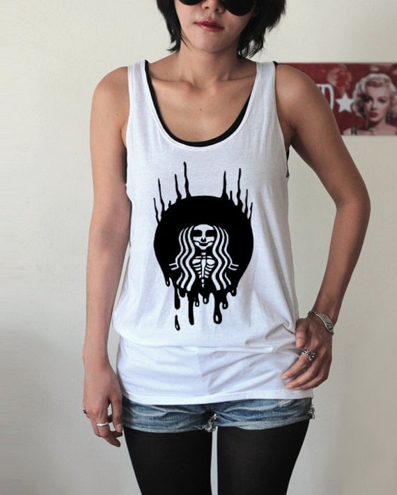 Starbucks tank top unisex clothing M L by rightherewaiting