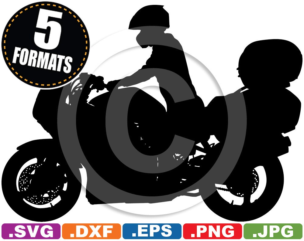 Download Touring Motorcycle Silhouette Clip Art Image w/rider svg