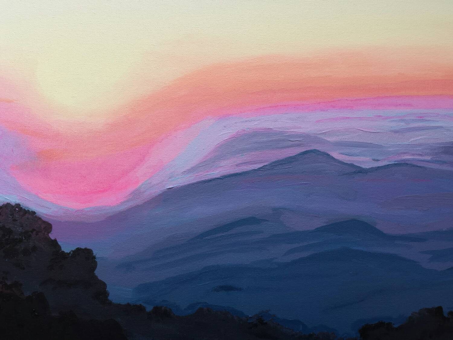 Abstract Mountain Sunset Painting Ouachita Mountains