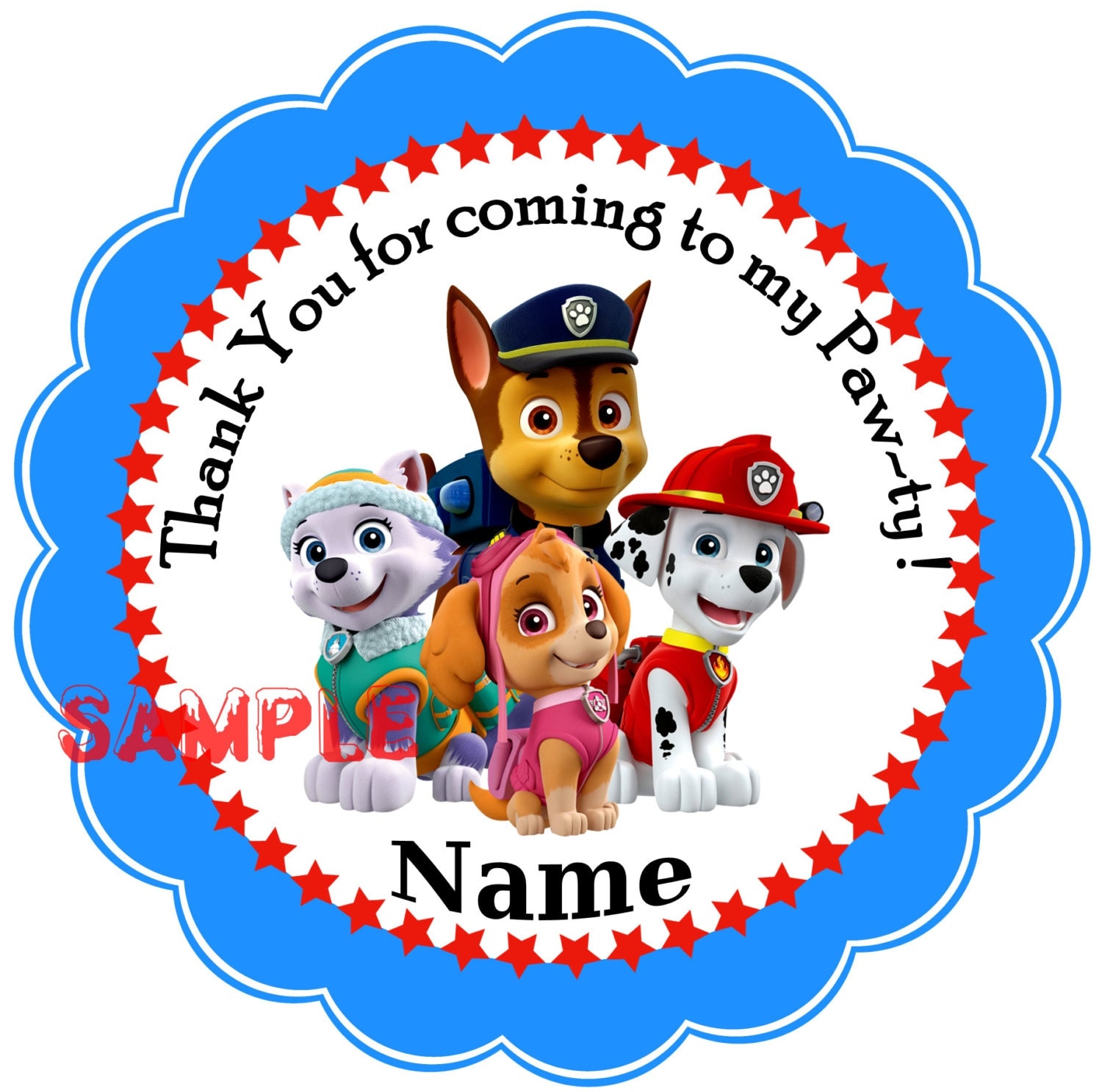 Paw Patrol Personalized Stickers Party Favor by bryansstickershack