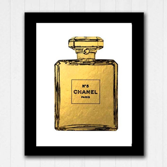 Chanel Gold Perfume Bottle Print Poster