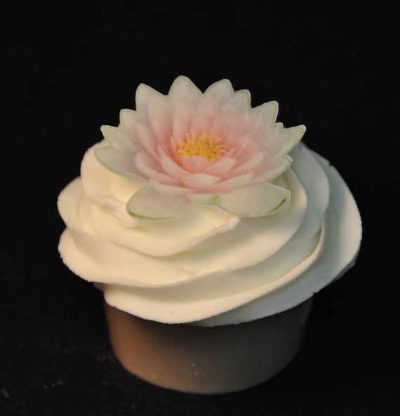 Water Lily Lotus Flower Edible Cupcake Toppers by Silvermisted