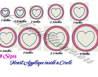 Circle Heart Applique Design,heart in circle Applique pattern instant download , Circle Heart Embroidery Design, 4X4 Embroidery 5x7 hoop