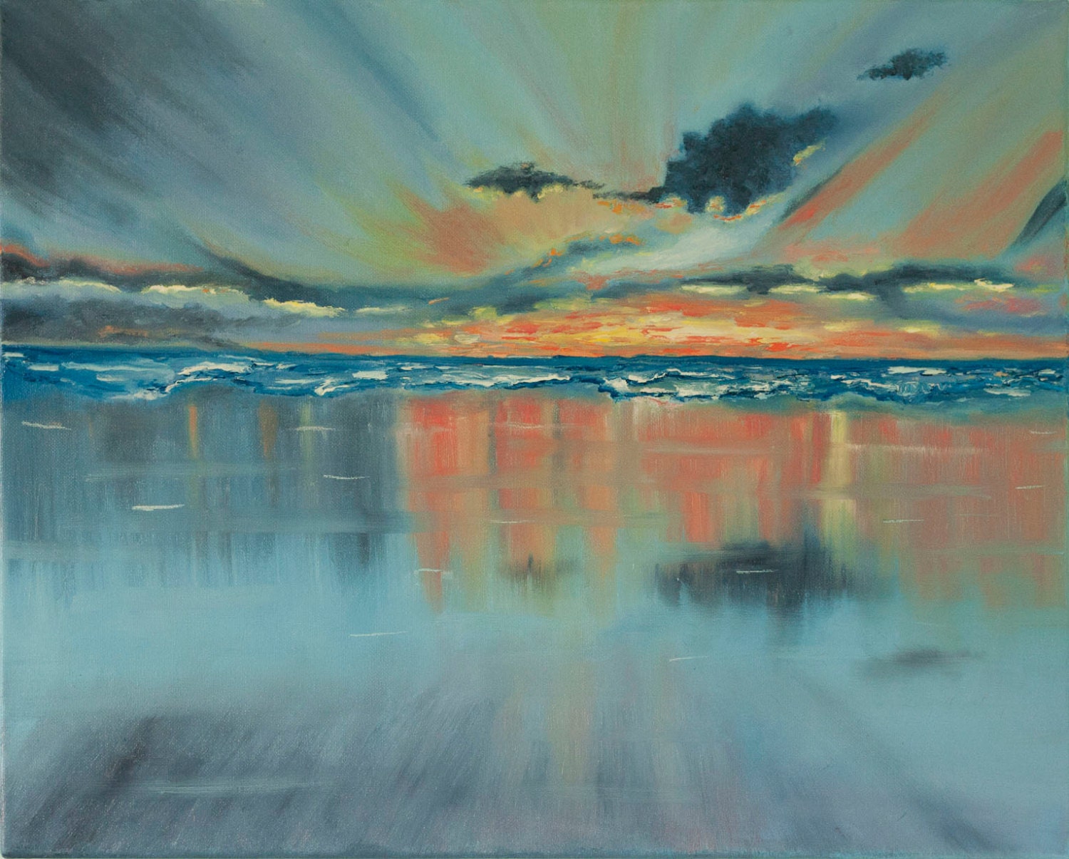 Water reflections painting seascape sunset sunrise blue