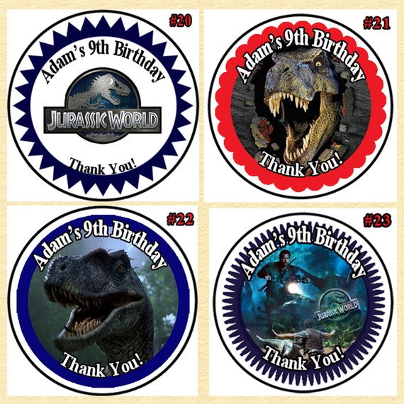 Jurassic World Jurassic Park Birthday Stickers/Labels 1 Sheet
