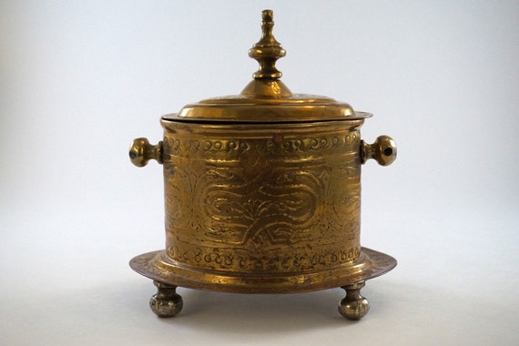 Brass Container with Hinged Lid