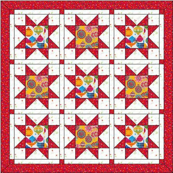 Christmas Quilt Lap Quilt Instant Pattern PDF Star