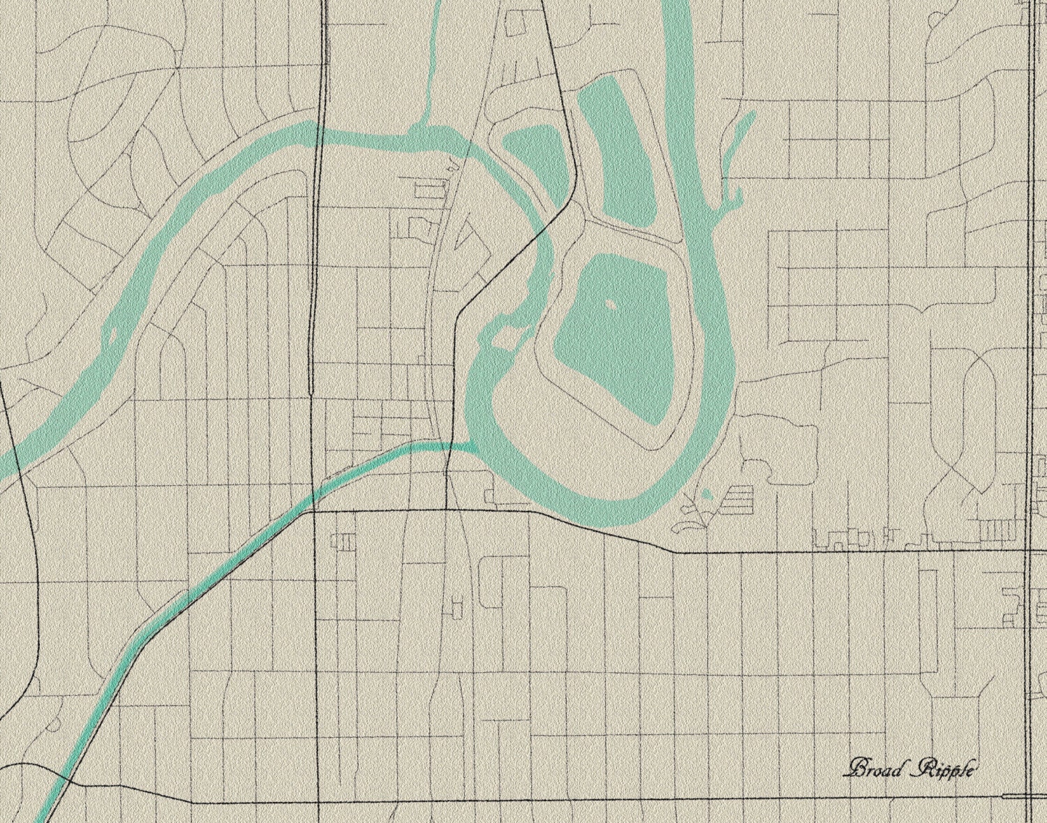 Broad Ripple Indianapolis Vintage Style Map