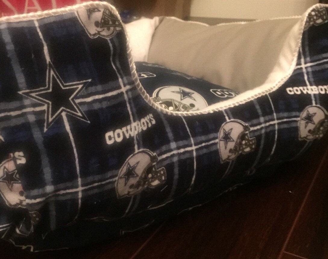 Cowboys plush dog bed FREE PERSONALIZATION with by SammysSewShop