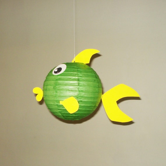 green fish Paper Lantern. Party Decorations Baby Shower