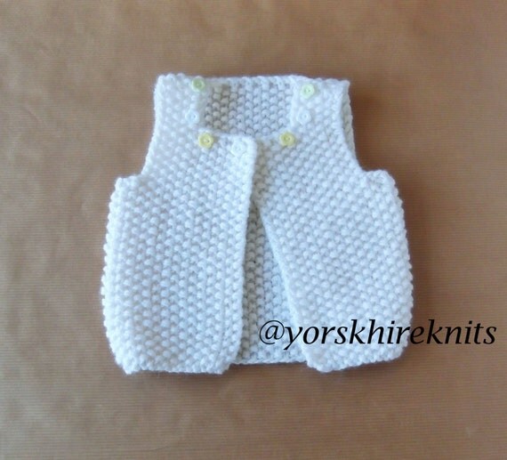 Items similar to Hand Knitted Baby Girl Vest Gilet French Style Whited