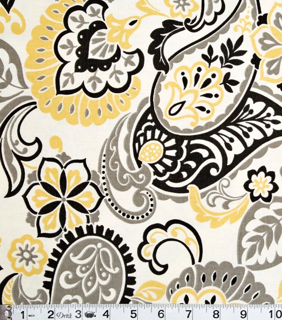 Items similar to Fabric By The Yard Yellow and Grey Fabric Home