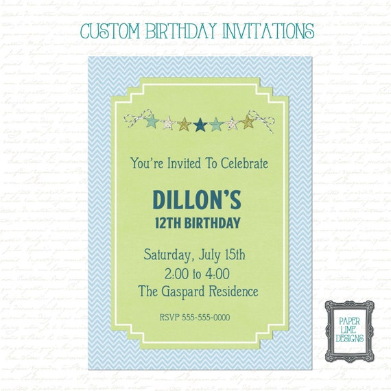 Boys Birthday Invitation Boys Invitation Kids by PaperLimeDesigns