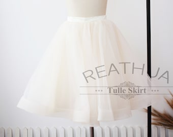 Champagne Horsehair Tulle Skirt/Short Women Tulle Skirt/TUTU Tulle Skirt/Wedding Bridal Bridesmaid Skirt/Wedding Dress Underskirt Petticoat