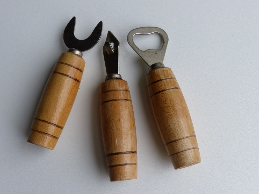 wooden bottle opener / Bottle Jar Opener Set of 3 / eko