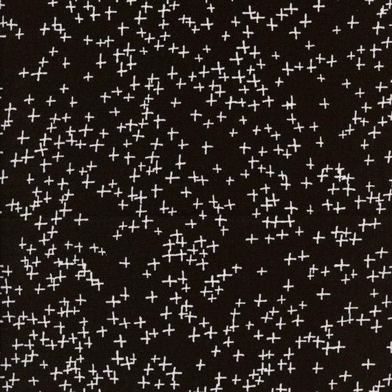 Black and White Crosses Fabric Cotton and Steel by Rashida