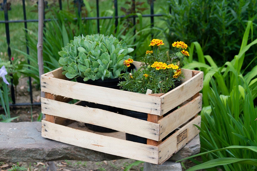 Wooden Crate Rustic Wooden Box Garden Box Garden Decor Wood Crate