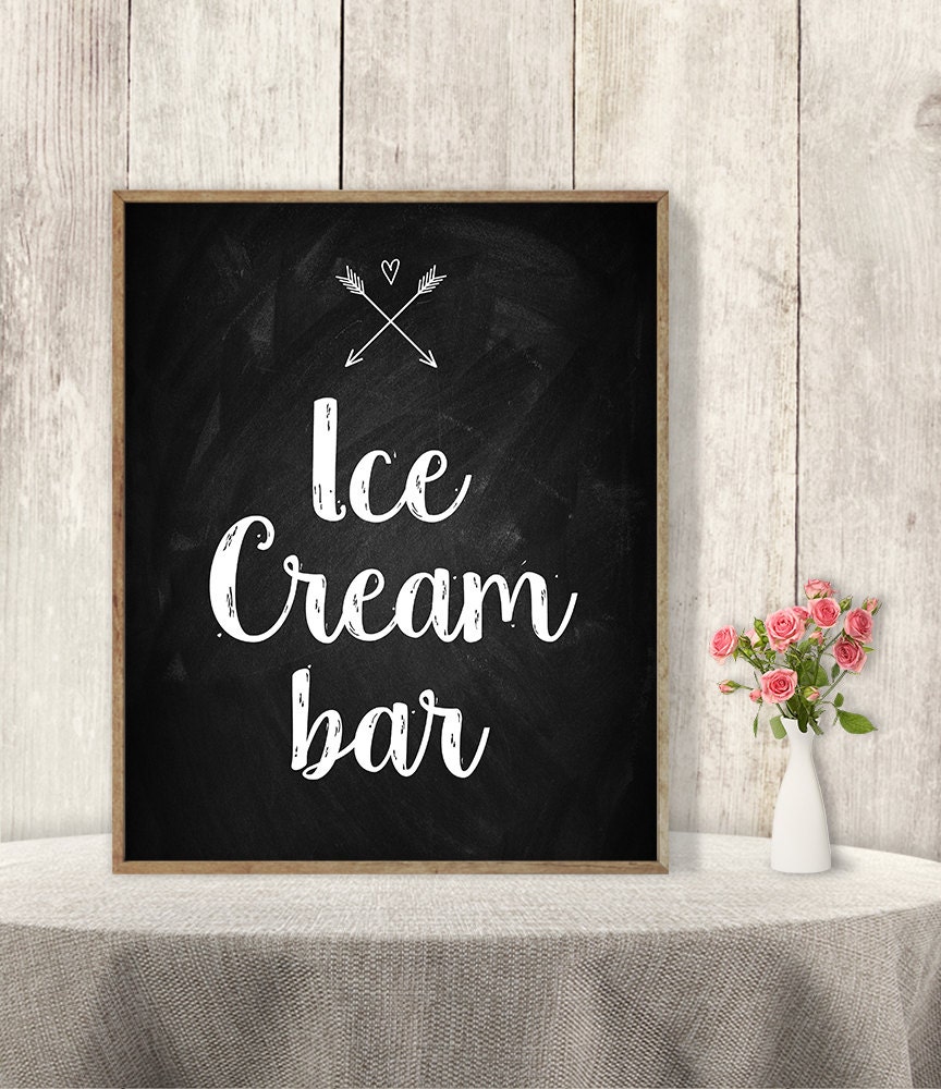 Ice Cream Bar / Rustic Wedding Ice Cream Sign DIY / Rustic