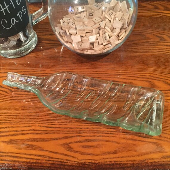 Melted Wine Bottle Serving Tray Upcycled Beer by CabinCraftWorks