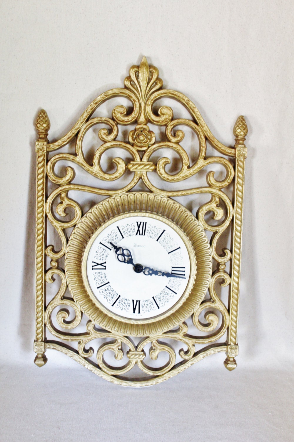 Vintage Ornate Gold Syroco Wall Clock