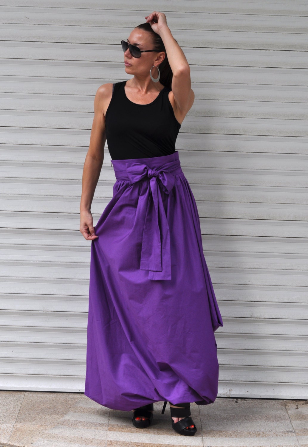 Satin Cotton Skirt for Womens Purple Skirt Long Purple