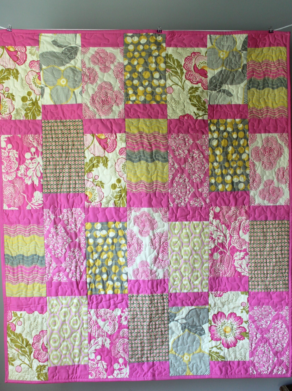 Modern Baby Girl Quilt Pink Nursery Bedding Amy Butler