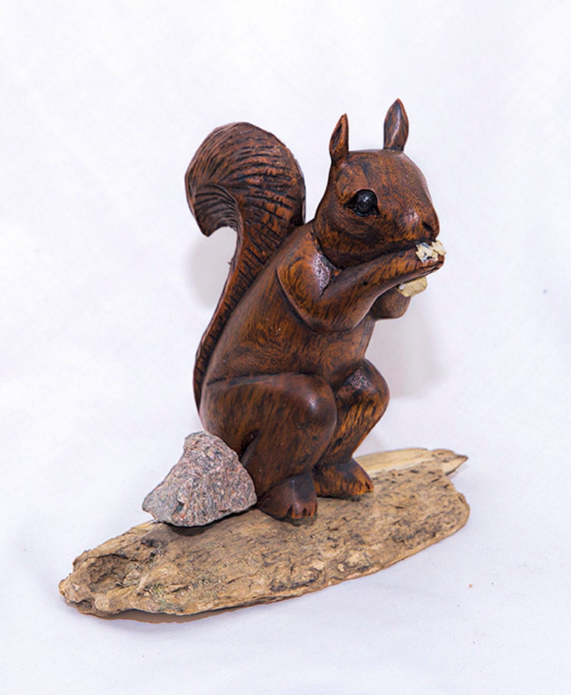Wood Squirrel Hand carved