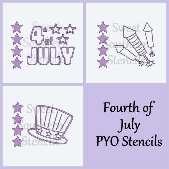 4th of July PYO Cookie Stencils 3 separate stencils