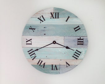 Beach Wall Clocks, Reclaimed Wood Clock, 16" pallet wood clock, Rustic Wall Clock, Wood Beach Clock, Beach Clock Decor, Shabby Chic Clocks