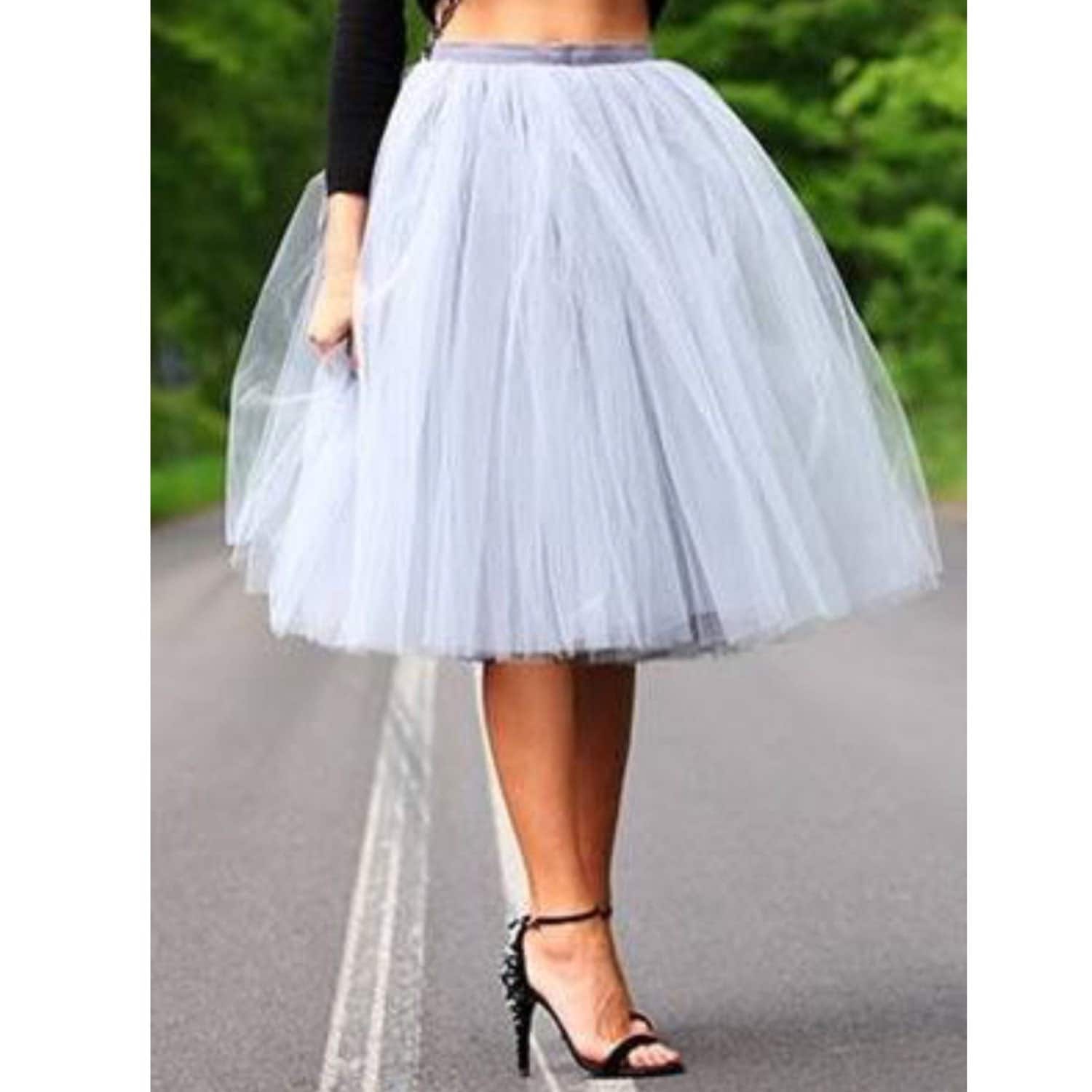 Very Full Fluffy Pale Gray Tulle Skirt