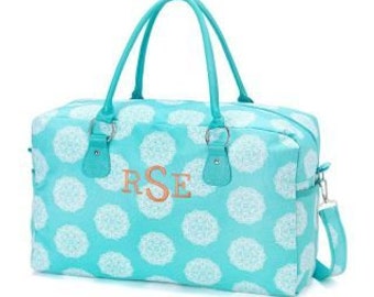 Monogram Aqua Maddie Weekender Bag