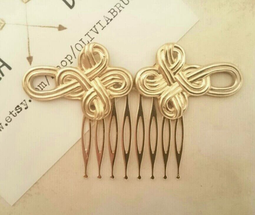 Celtic Knot Hair Comb Gold Rope Hair Comb Wedding Hair Bridal