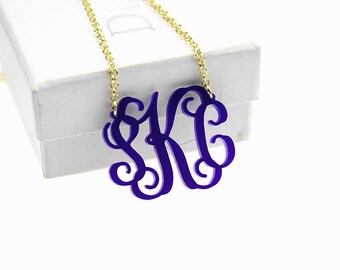 Acrylic Necklace,Initials Necklace,Acrylic Monogram Necklace,Acrylic Necklace,Custom Necklace,Birthday Gift N008