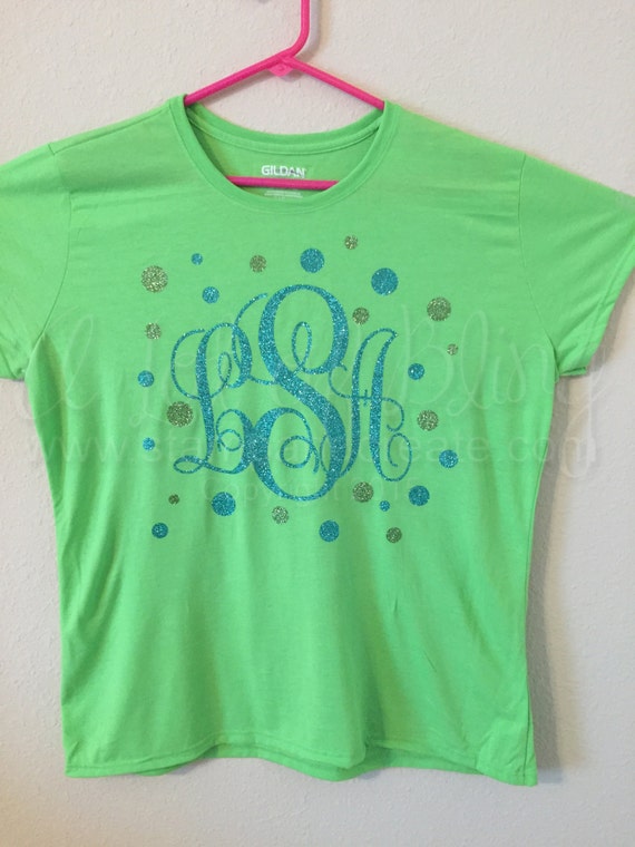 Monogram T Shirt Two Color Glitter Vinyl By Alotofbling On Etsy 5335