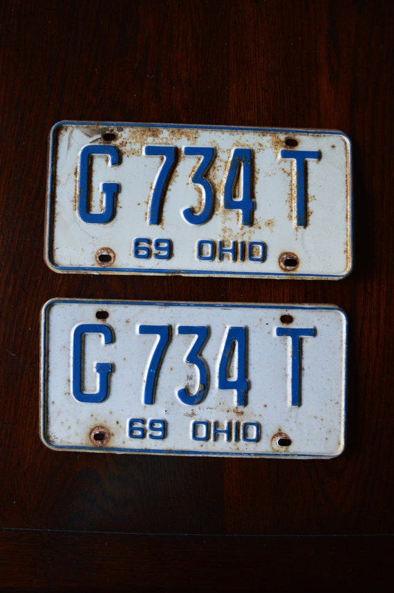 Vintage 1960's Ohio License Plates pair by JazzHandsCo on Etsy