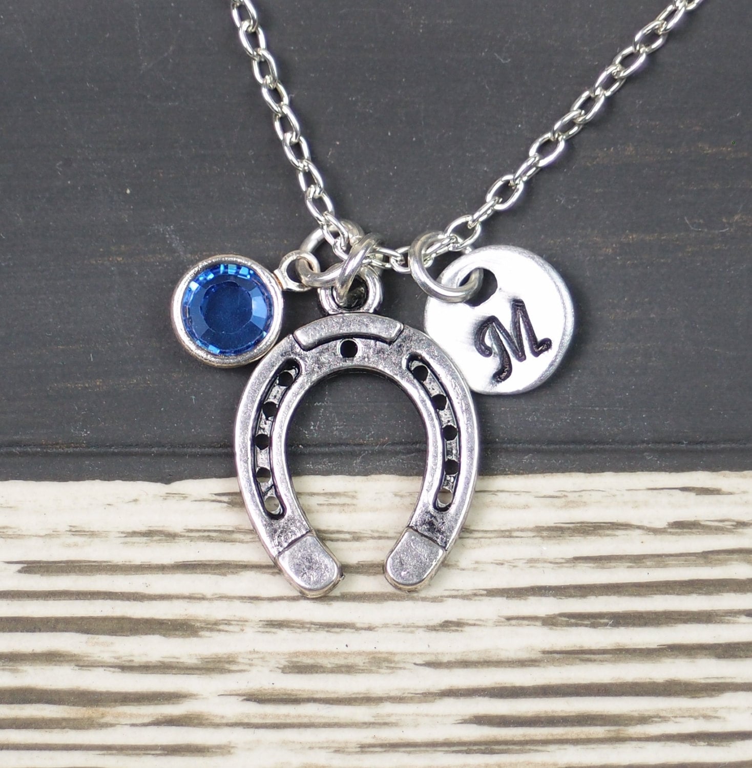 horseshoe necklace sterling silver filled initial necklace