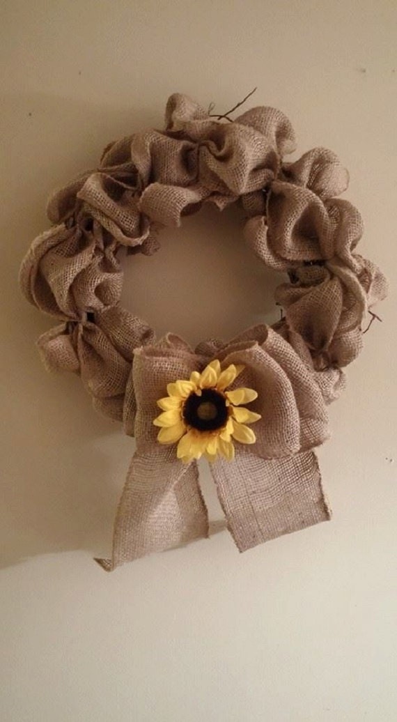 12 Burlap & Sunflower Wreath by KreativeJourney on Etsy