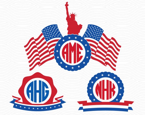 American Flag Monogram (Svg Eps Dxf Studio3) USA Liberty ...