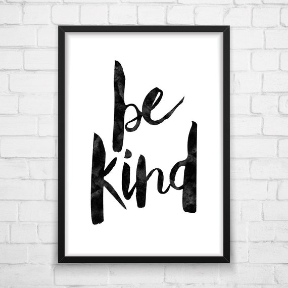 Be Kind Printable Poster Watercolor Hand by MotivationalThoughts