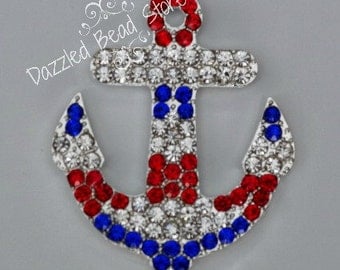 49mm rhinestone ANCHOR patriotic pendant