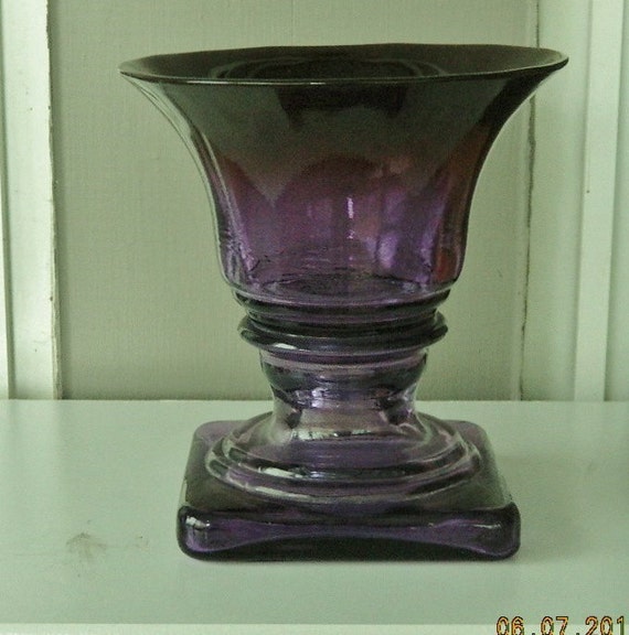 Vintage Purple Glass Vase Amethyst Glass Urn by APurpleClover